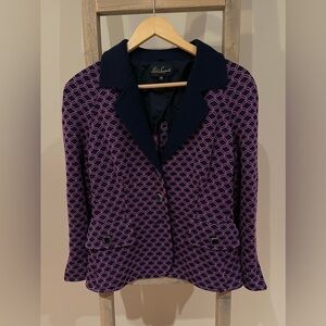Luisa Spagnoli wool blend argyle diamond knit blazer